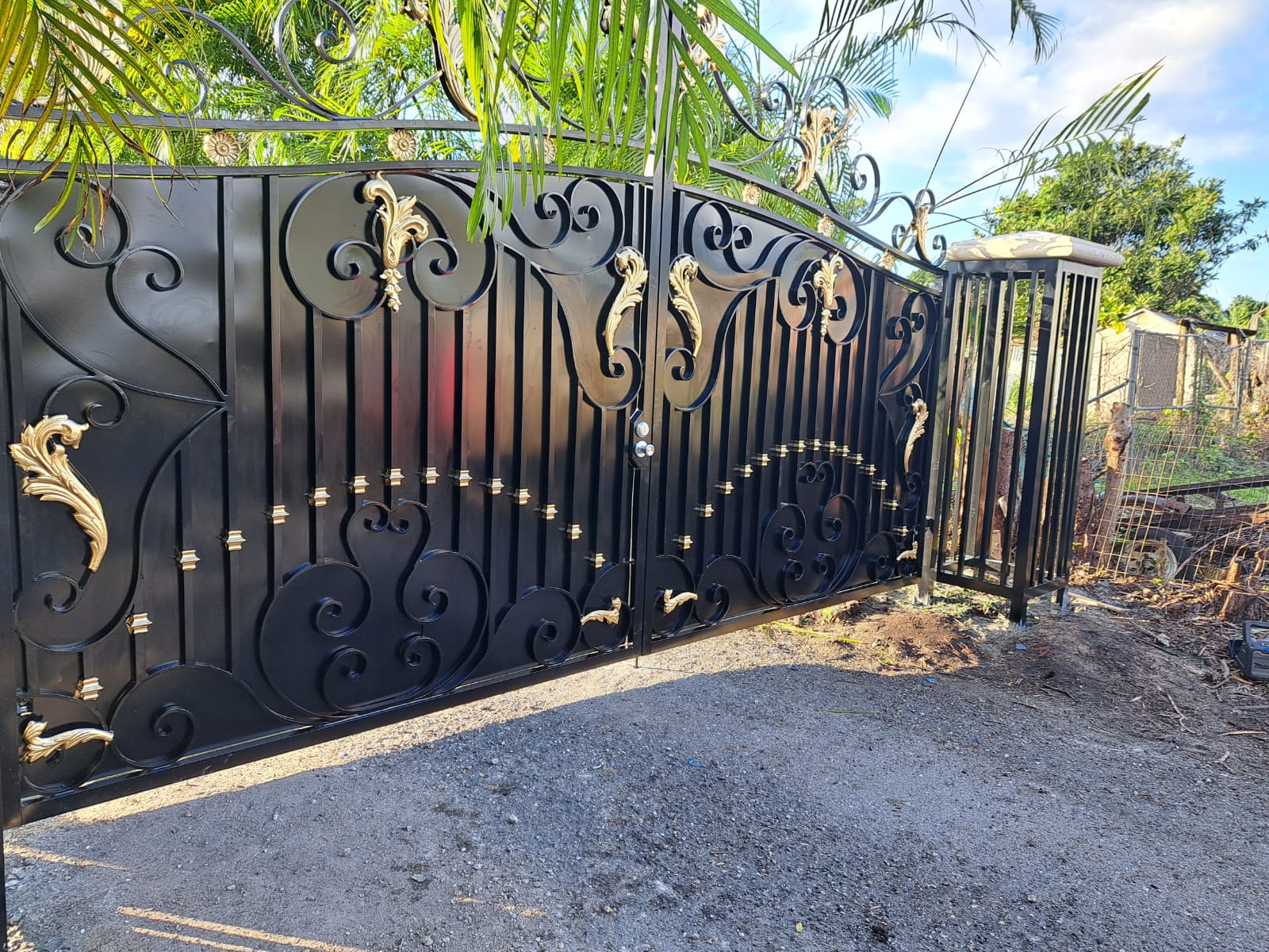 Additional view of the black decorative entrance gate