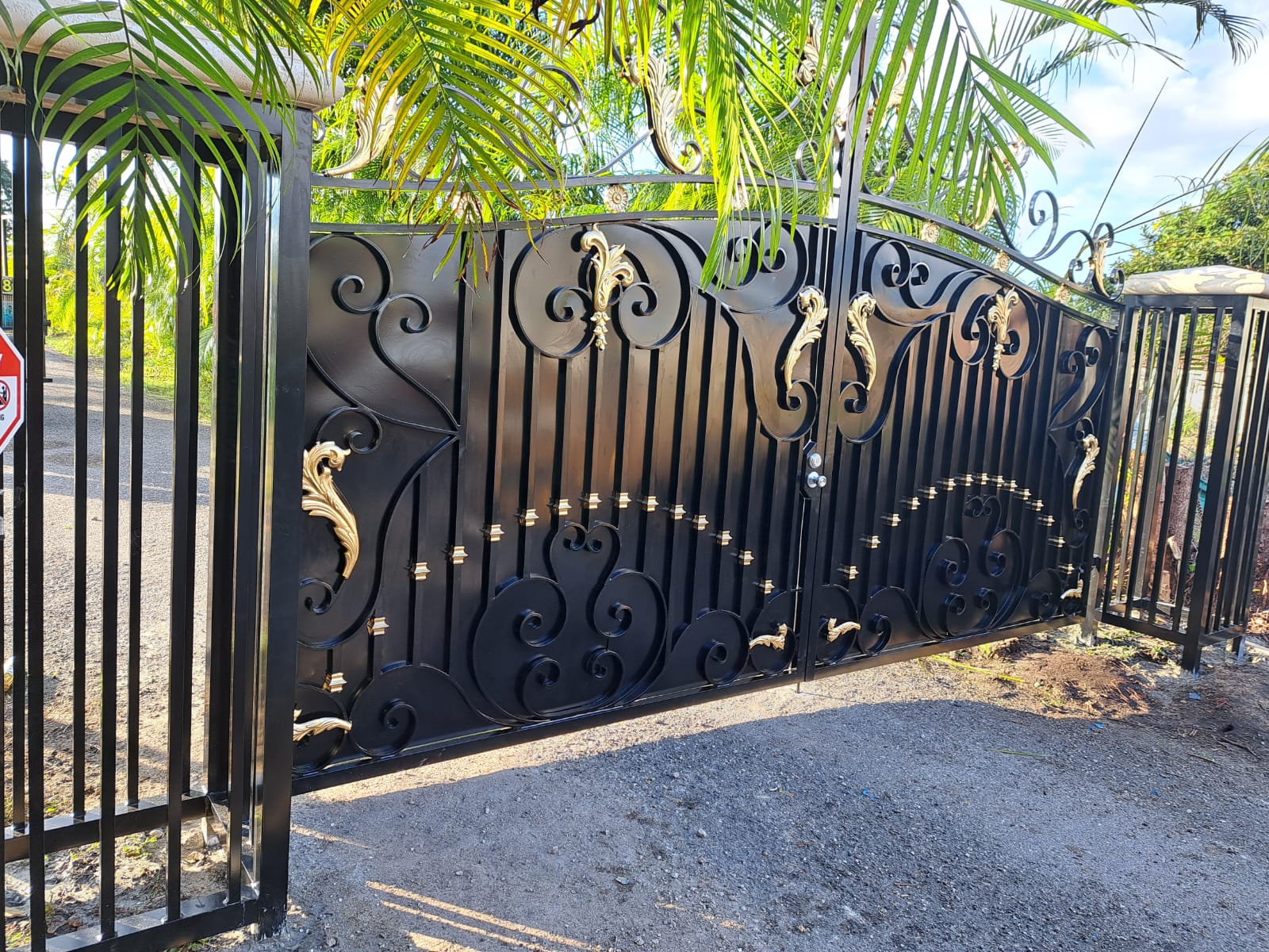 Another angle of the decorative double entrance gate